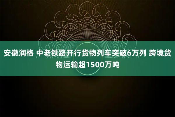 安徽润格 中老铁路开行货物列车突破6万列 跨境货物运输超1500万吨