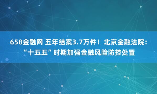 658金融网 五年结案3.7万件！北京金融法院：“十五五”时期加强金融风险防控处置